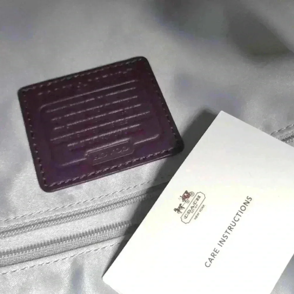 COACH Plum/ Burgundy Signature Patent Leather Tote - Picture 9 of 12